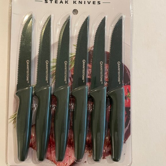 Granitestone - NutriBlade - Steak Knives - Stainless Steel - 6 Piece Easy Grip - Picture 1 of 6